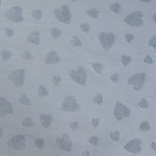 Jersey Jaquard "Herzen" rauchblau Frottee